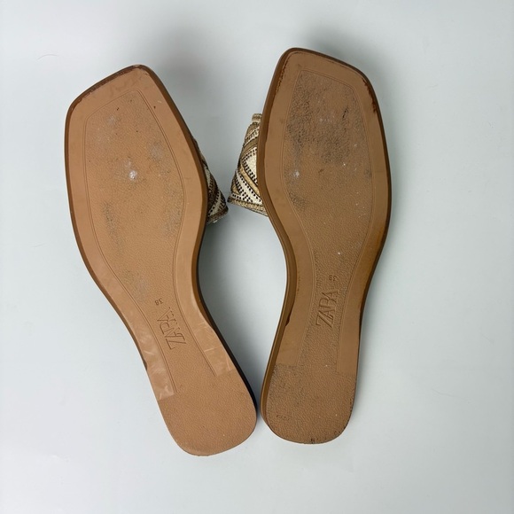 Zara Women’s Rhinestone Fabric Embroidered Sandals - Picture 6 of 7